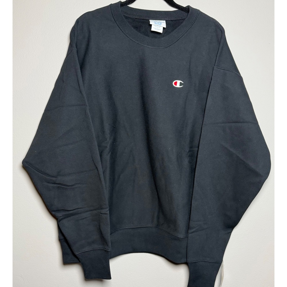 Champion Reverse Weave Sweatshirt Mens XL Black Crewneck Heavyweight Fleece NWT